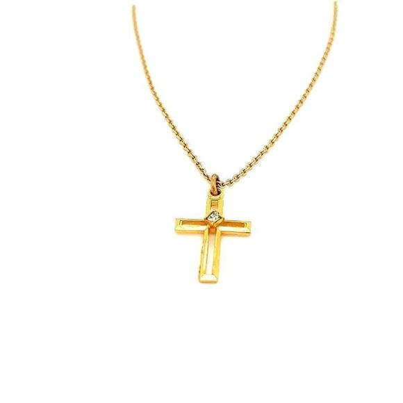 Faux Gold Cross Necklace - Picture 2 of 3